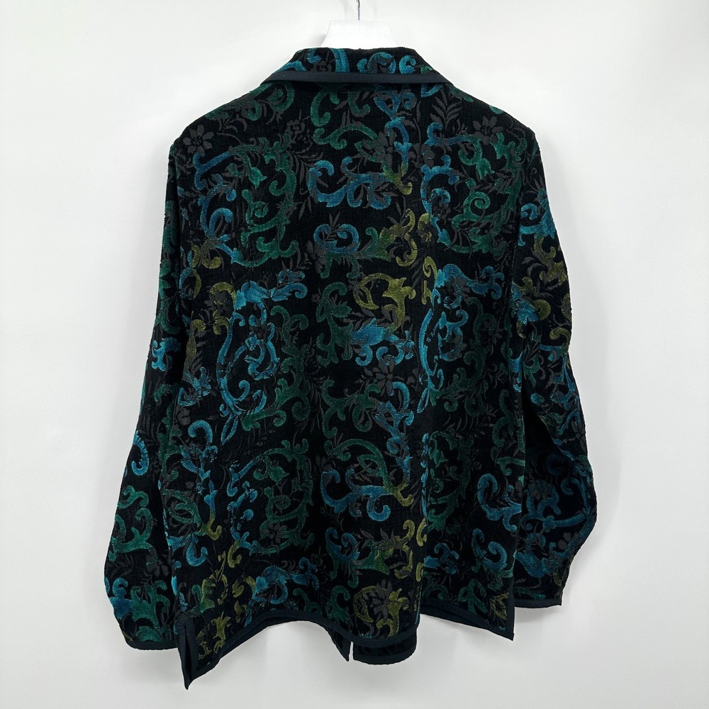 Coldwater‎ Creek Jacket Coat Size XL Reversible Brocade Embossed Forestcore Boho - Picture 6 of 15